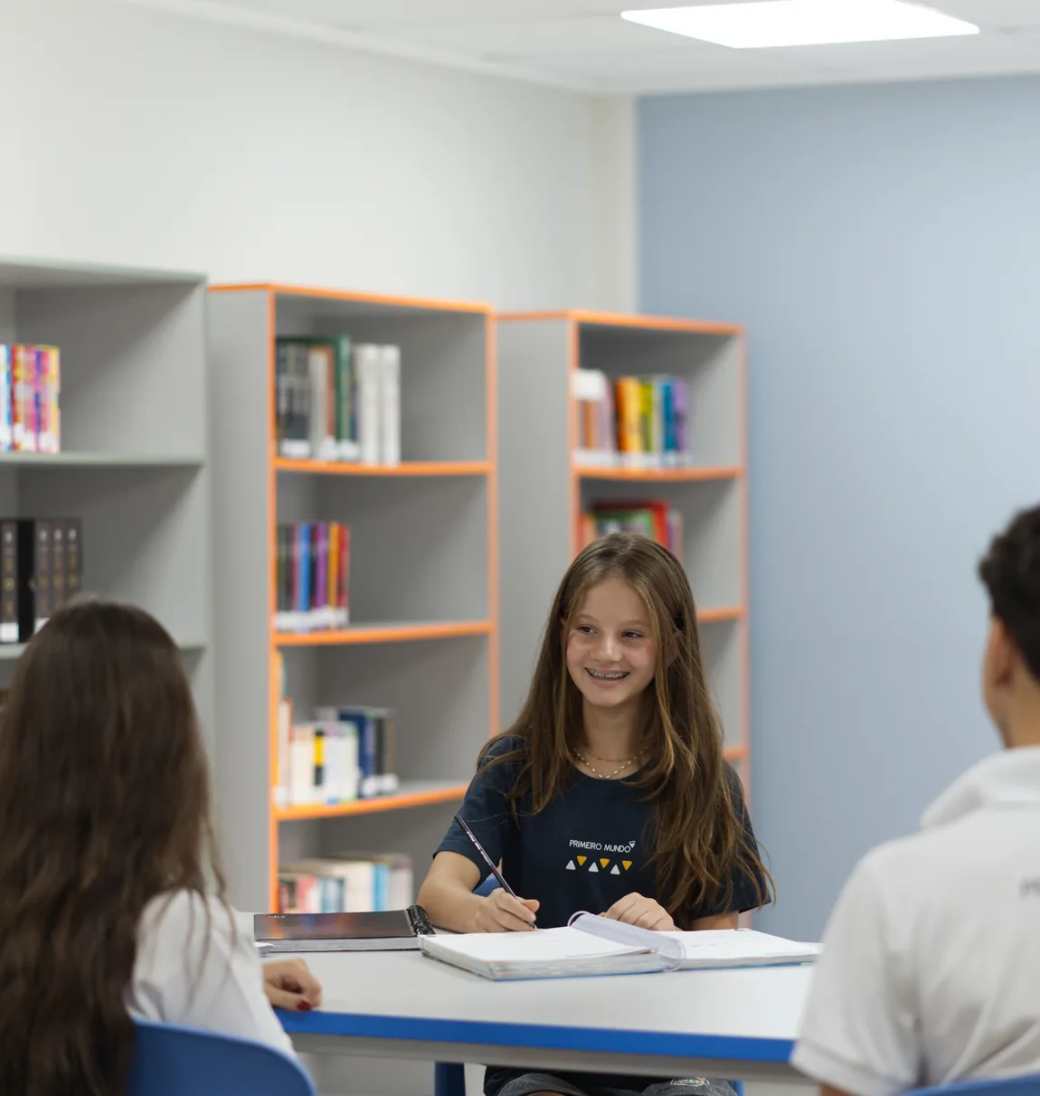 Aluno do Ensino Fundamental do Primeiro Mundo em atividade